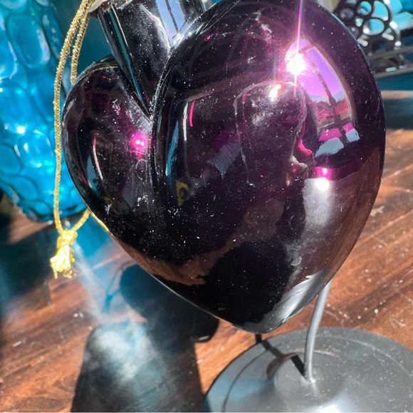 German Kugel Hand-blown Art Glass Red/Burgandy Heart Vintage ornament crackle - Picture 14 of 16